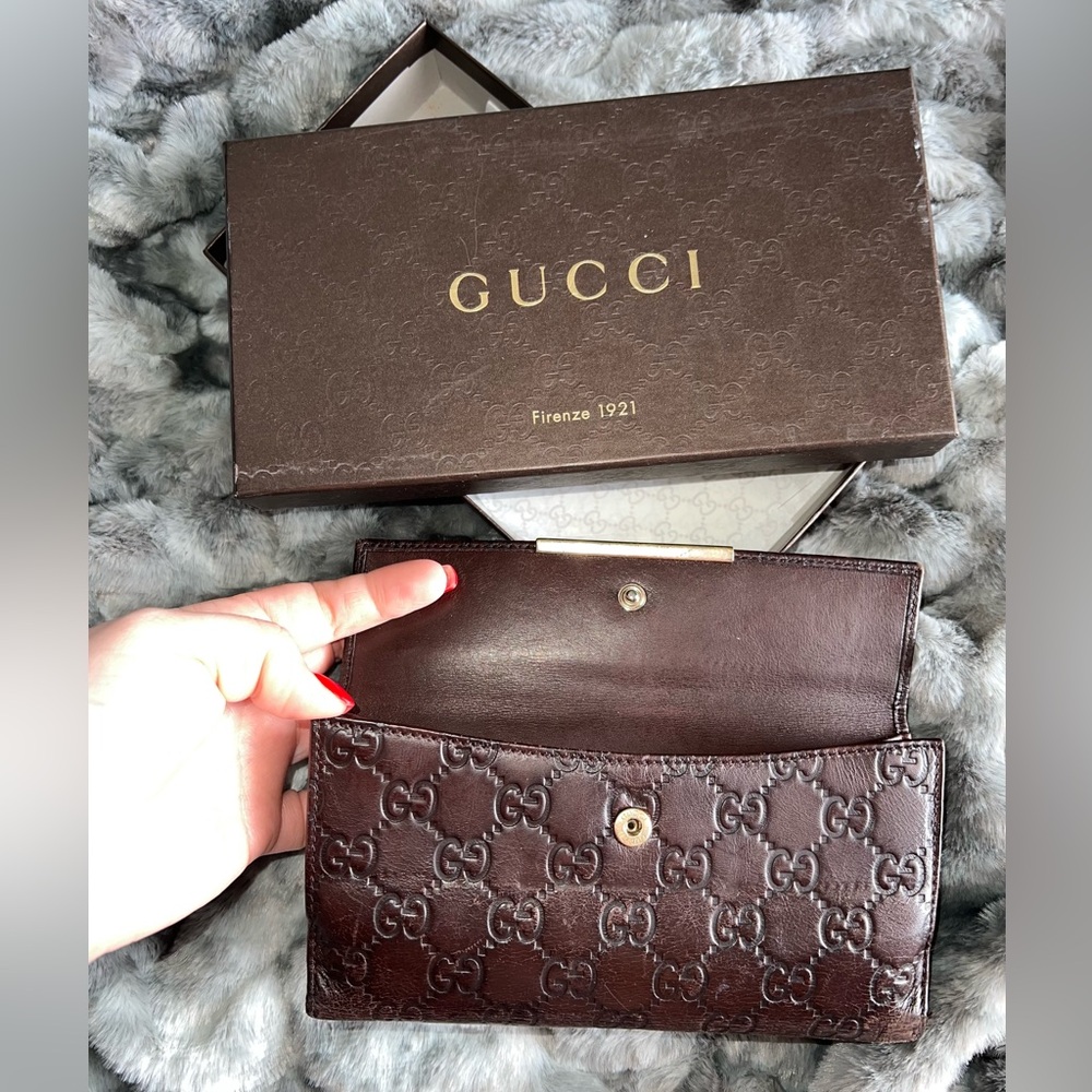 Gucci Dark Brown Monogram Leather Wallet - Picture 3 of 7
